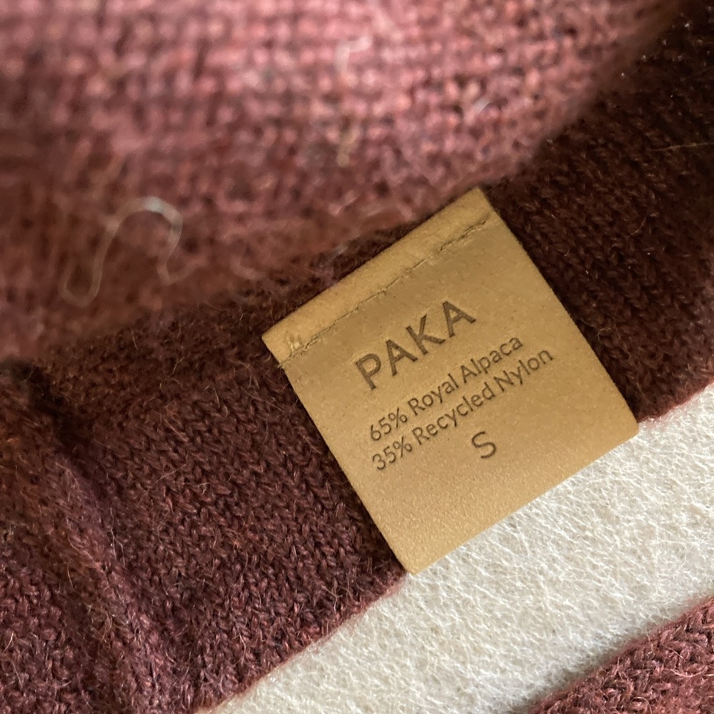 PAKA Original Crew Sweater Men's Sz S New Burgundy Alpaca Blend Handmade - Picture 11 of 11